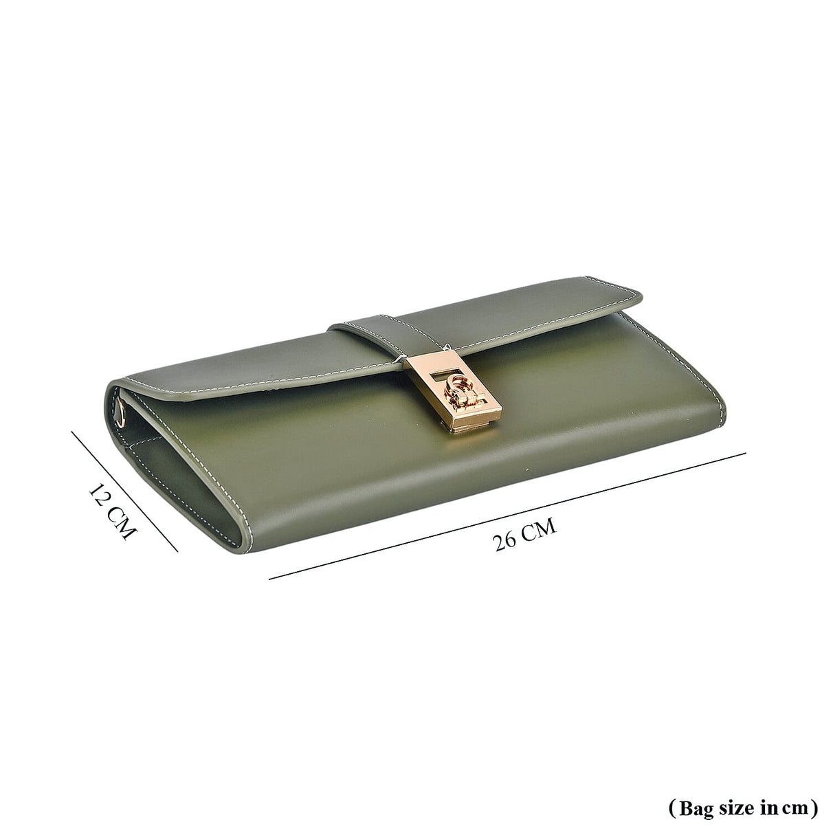 Genuine Leather RFID Blocking Travel Clutch with Chain Strap - Olive Green V32515265 6