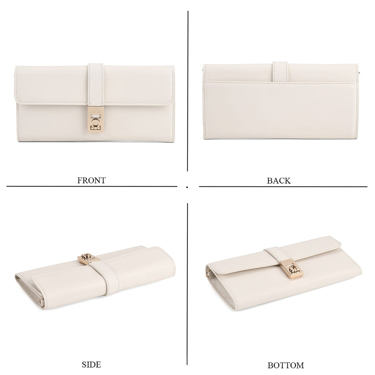 Genuine Leather RFID Blocking Travel Clutch with Chain Strap - White V32513538 4
