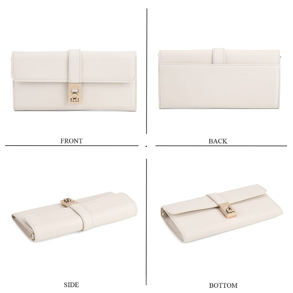 Genuine Leather RFID Blocking Travel Clutch with Chain Strap - White V32513538 4