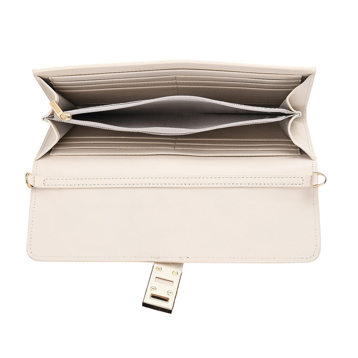 Genuine Leather RFID Blocking Travel Clutch with Chain Strap - White V32513538 5
