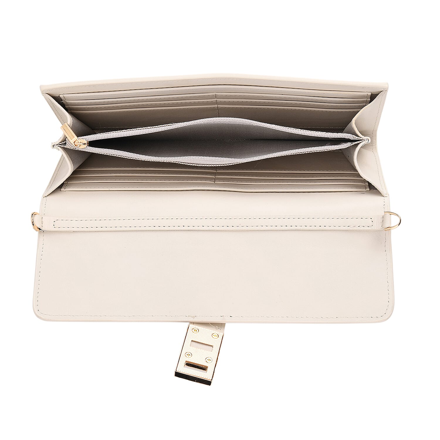 Genuine Leather RFID Blocking Travel Clutch with Chain Strap - White V32513538 5