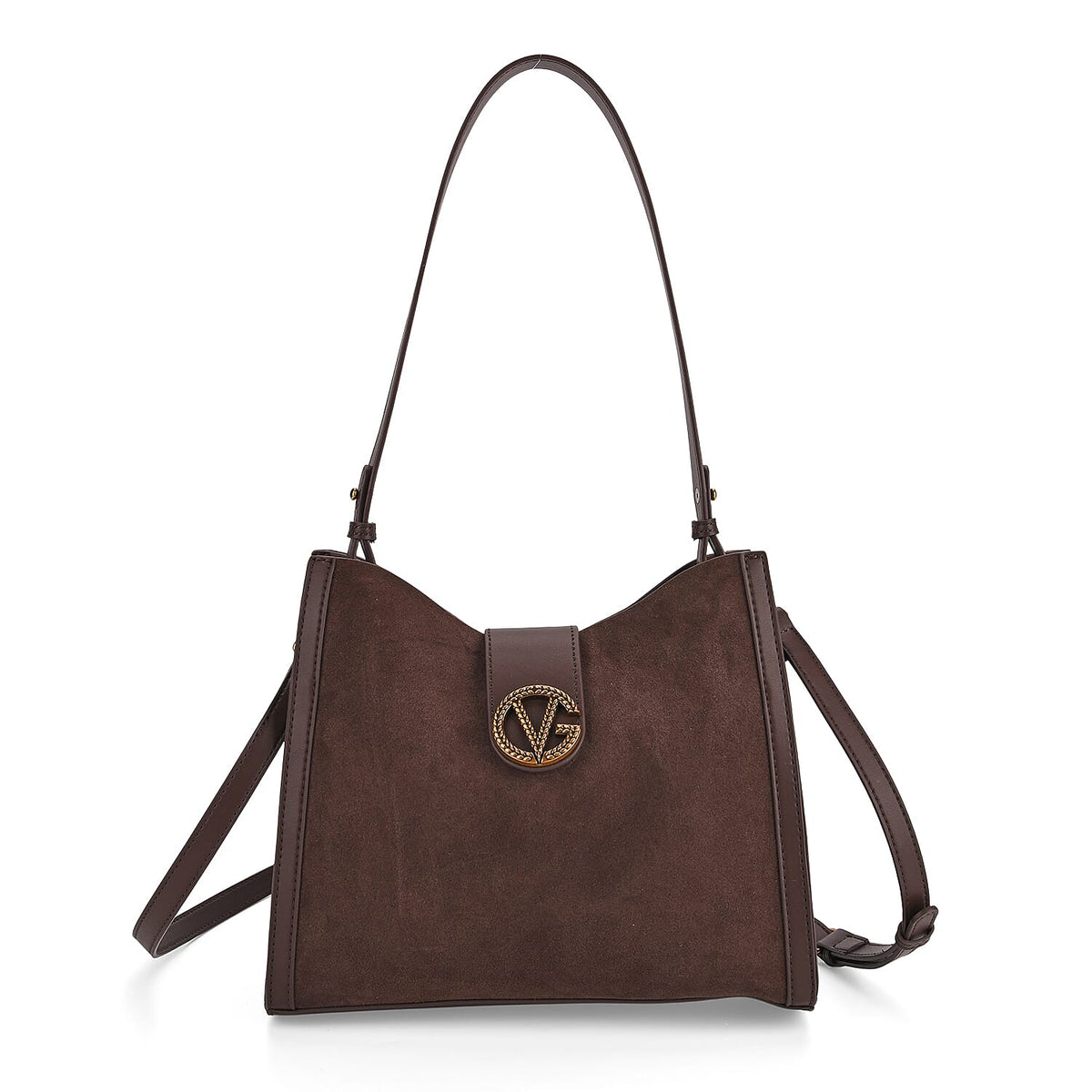 Genuine Leather Shoulder Bag with Interchangeable Dual Straps - Coffee 8164073 0