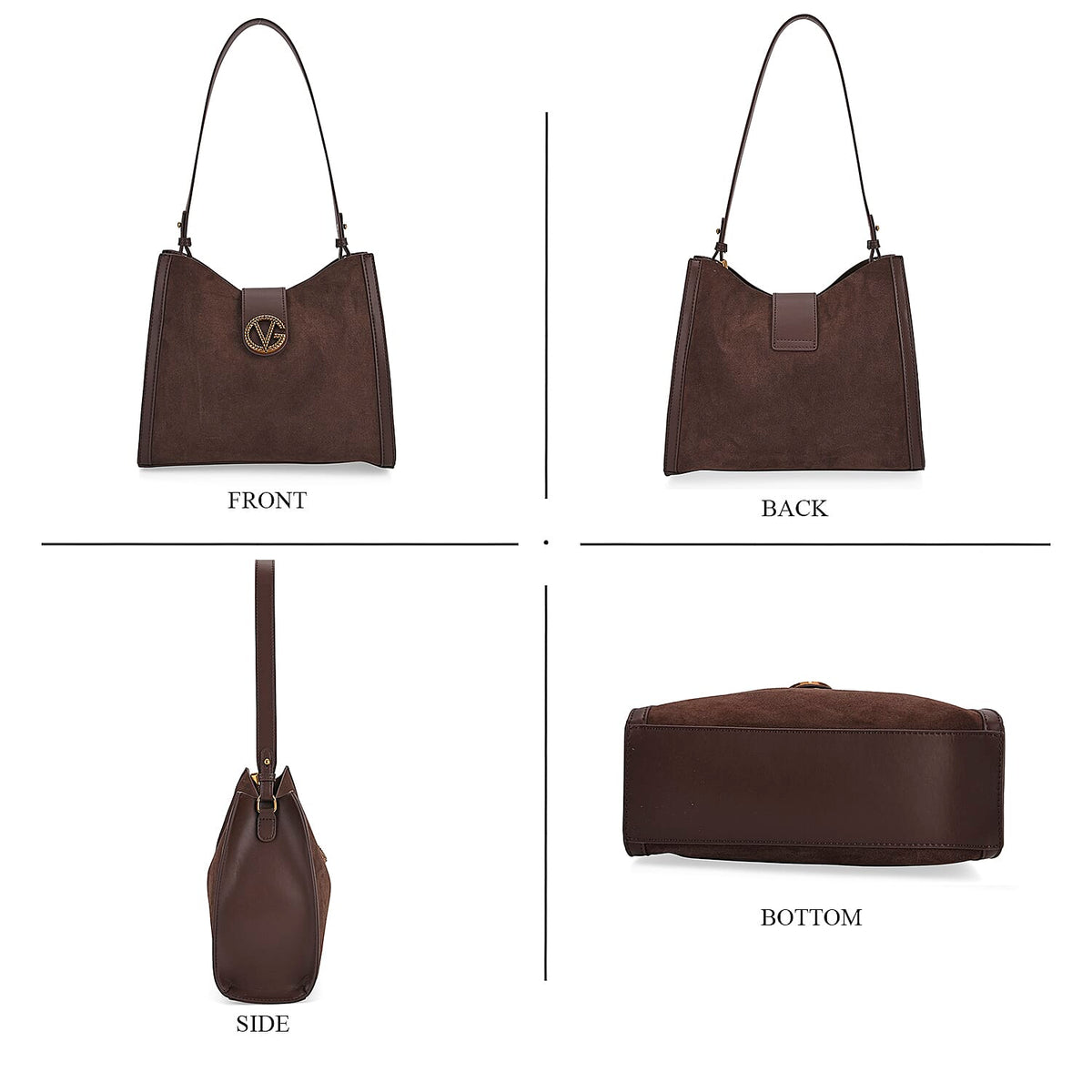 Genuine Leather Shoulder Bag with Interchangeable Dual Straps - Coffee 8164073 4