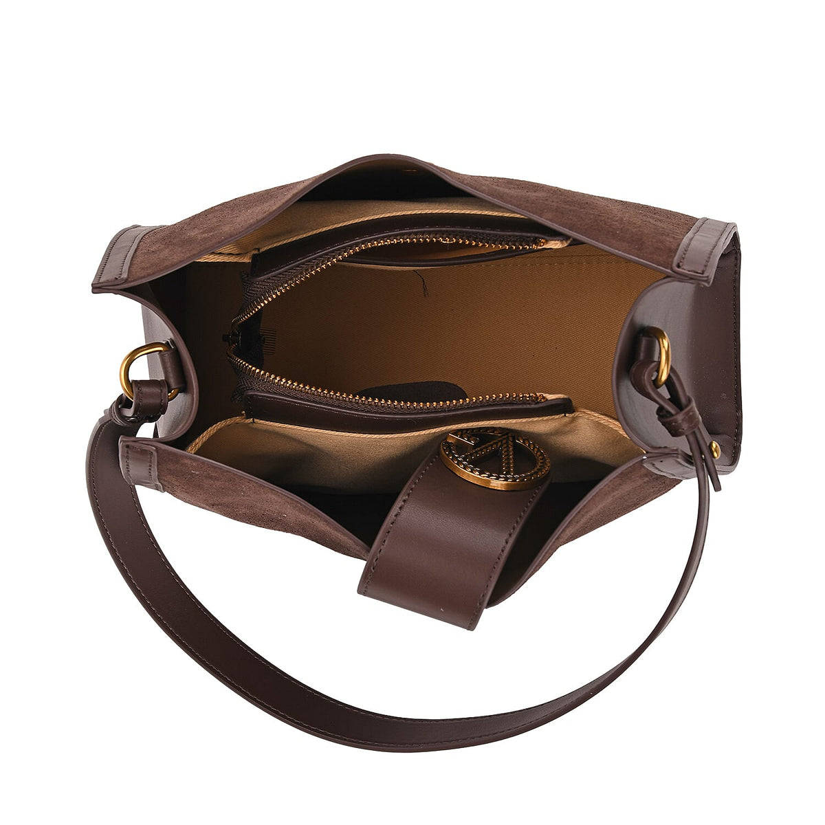 Genuine Leather Shoulder Bag with Interchangeable Dual Straps - Coffee 8164073 5