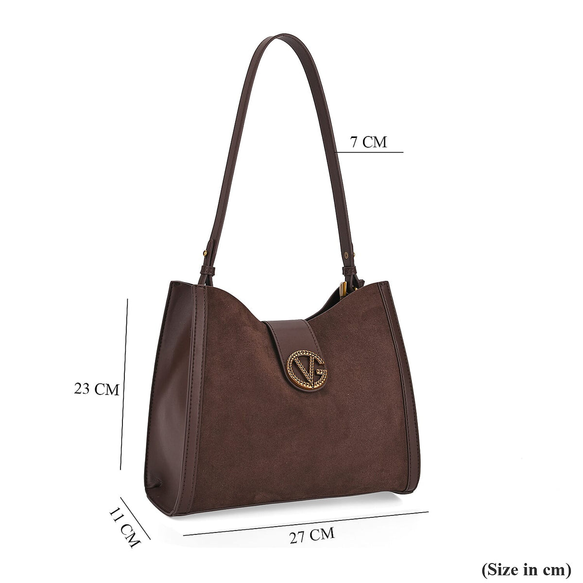 Genuine Leather Shoulder Bag with Interchangeable Dual Straps - Coffee 8164073 7