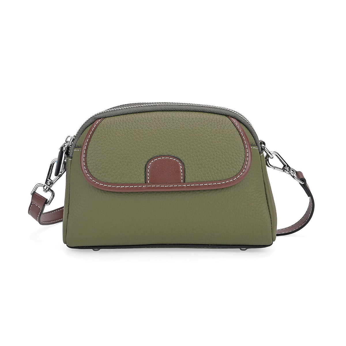 Genuine Leather Sling Crossbody Bag With Adjustable Shoulder Strap - Green 8071386 0