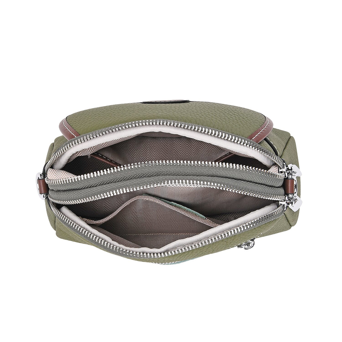 Genuine Leather Sling Crossbody Bag With Adjustable Shoulder Strap - Green 8071386 3
