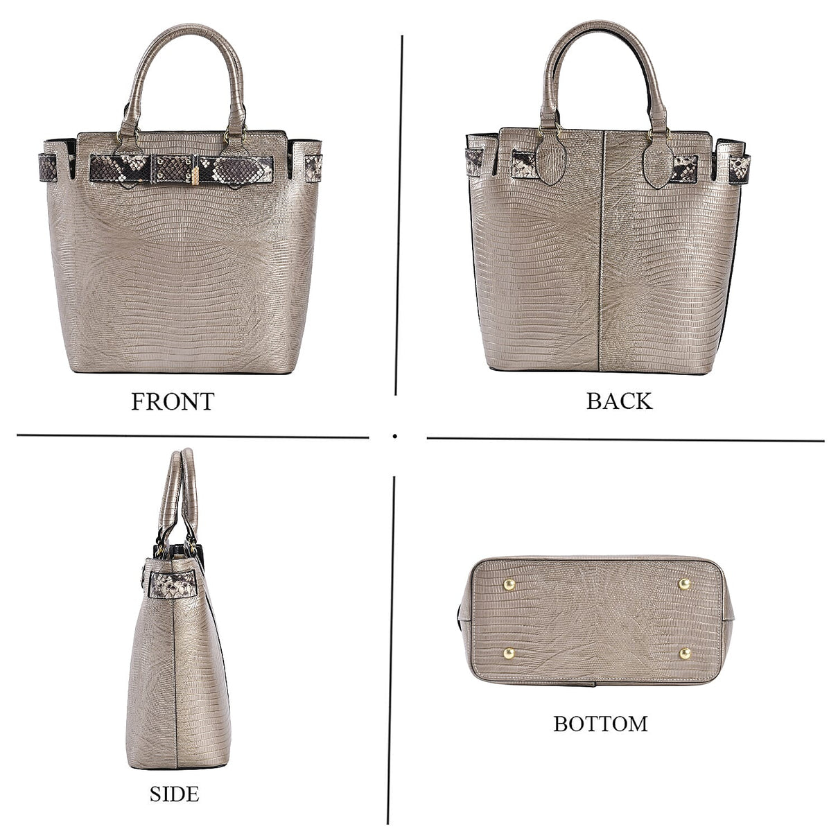 Genuine Leather Snakeskin Pattern Crossbody Bag (Size 26x13x28 cm) - Gold 7631626 2