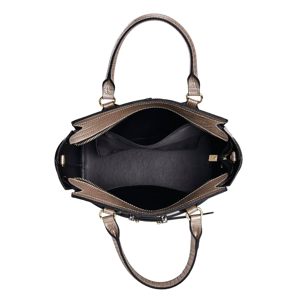 100% Genuine Leather Snakeskin Crossbody Bag With Handle Drop - Detachable Shoulder Strap (120cm) - Gold