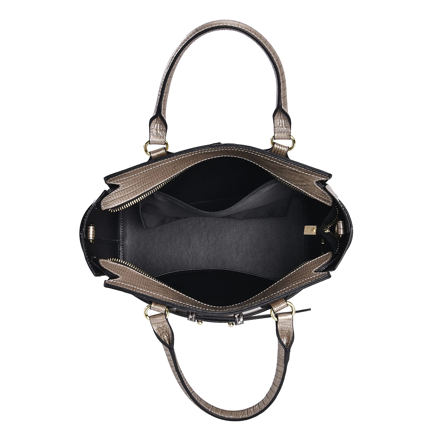 Genuine Leather Snakeskin Pattern Crossbody Bag (Size 26x13x28 cm) - Gold 7631626 3
