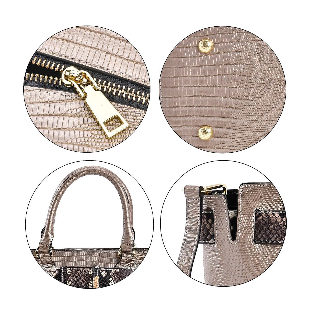 Genuine Leather Snakeskin Pattern Crossbody Bag (Size 26x13x28 cm) - Gold 7631626 4