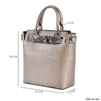 100% Genuine Leather Snakeskin Crossbody Bag With Handle Drop - Detachable Shoulder Strap (120cm) - Gold