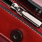 Milan Fashion Closeout - 100% Genuine Leather Crossbody Bag with 2 Long Shoulder Strap -  Red