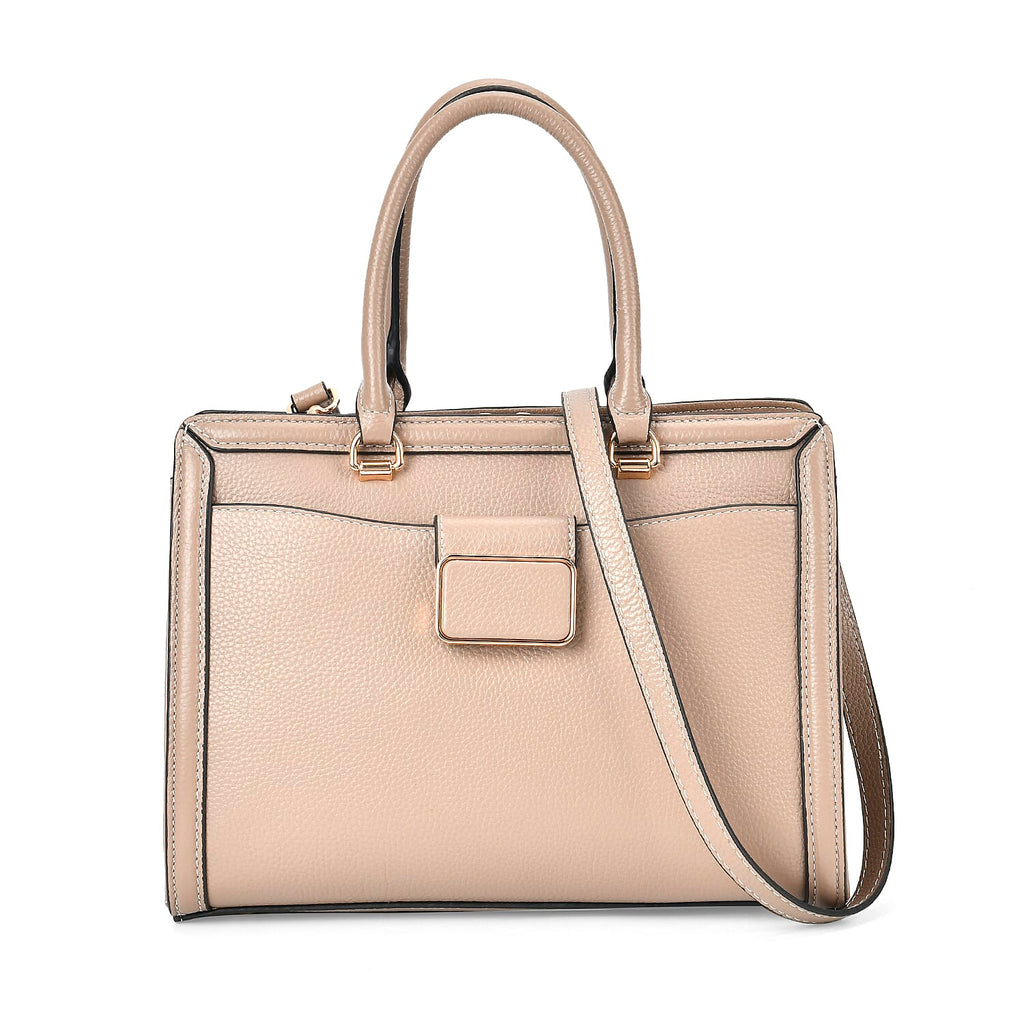 Designer Closeout - Genuine Leather Crossbody Bag With Handle Drop  (Size28x13x21 Cm) - Taupe