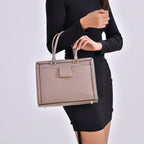 Designer Closeout - Genuine Leather Crossbody Bag With Handle Drop  (Size28x13x21 Cm) - Taupe