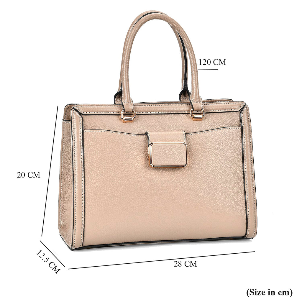 Designer Closeout - Genuine Leather Crossbody Bag With Handle Drop  (Size28x13x21 Cm) - Taupe