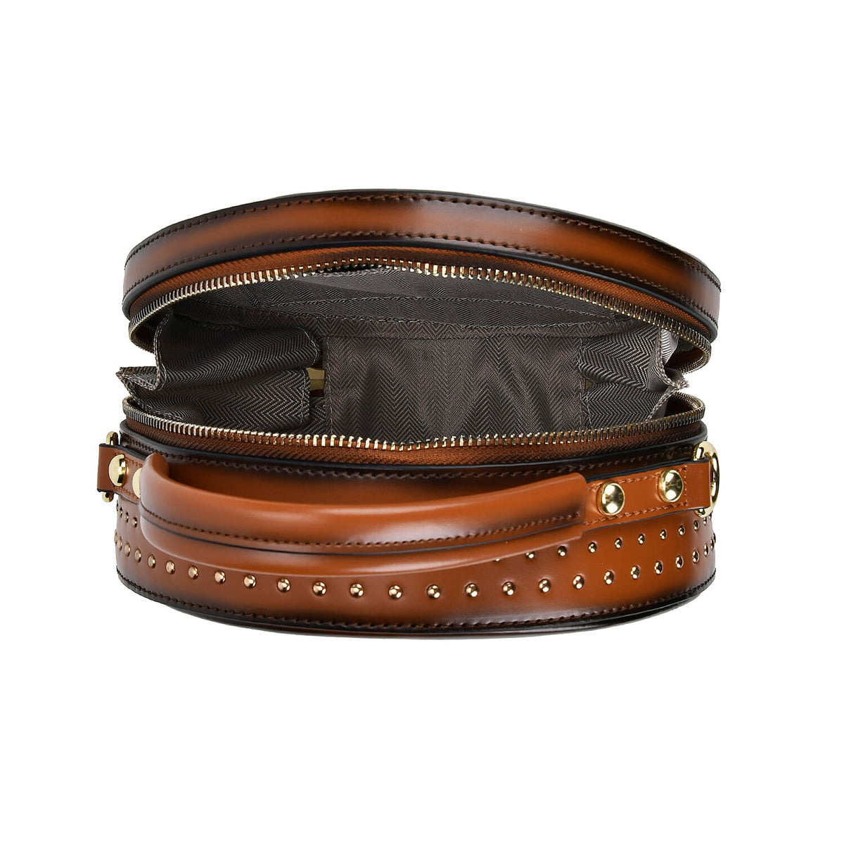 Genuine Leather Round Crossbody Bag with Handle Drop 7730089 5