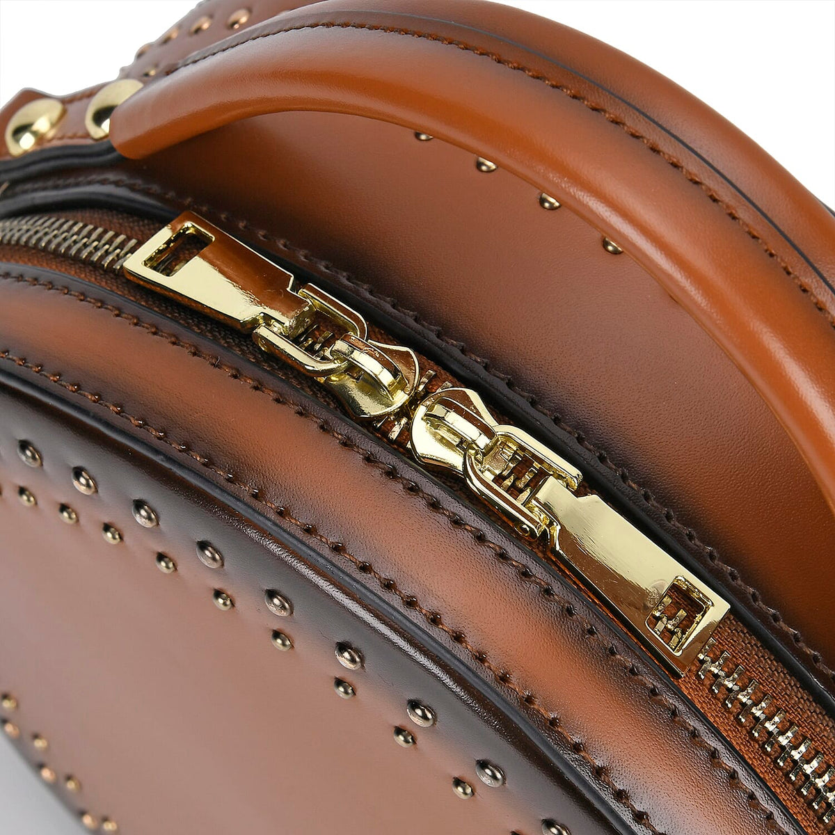 Genuine Leather Round Crossbody Bag with Handle Drop 7730089 6