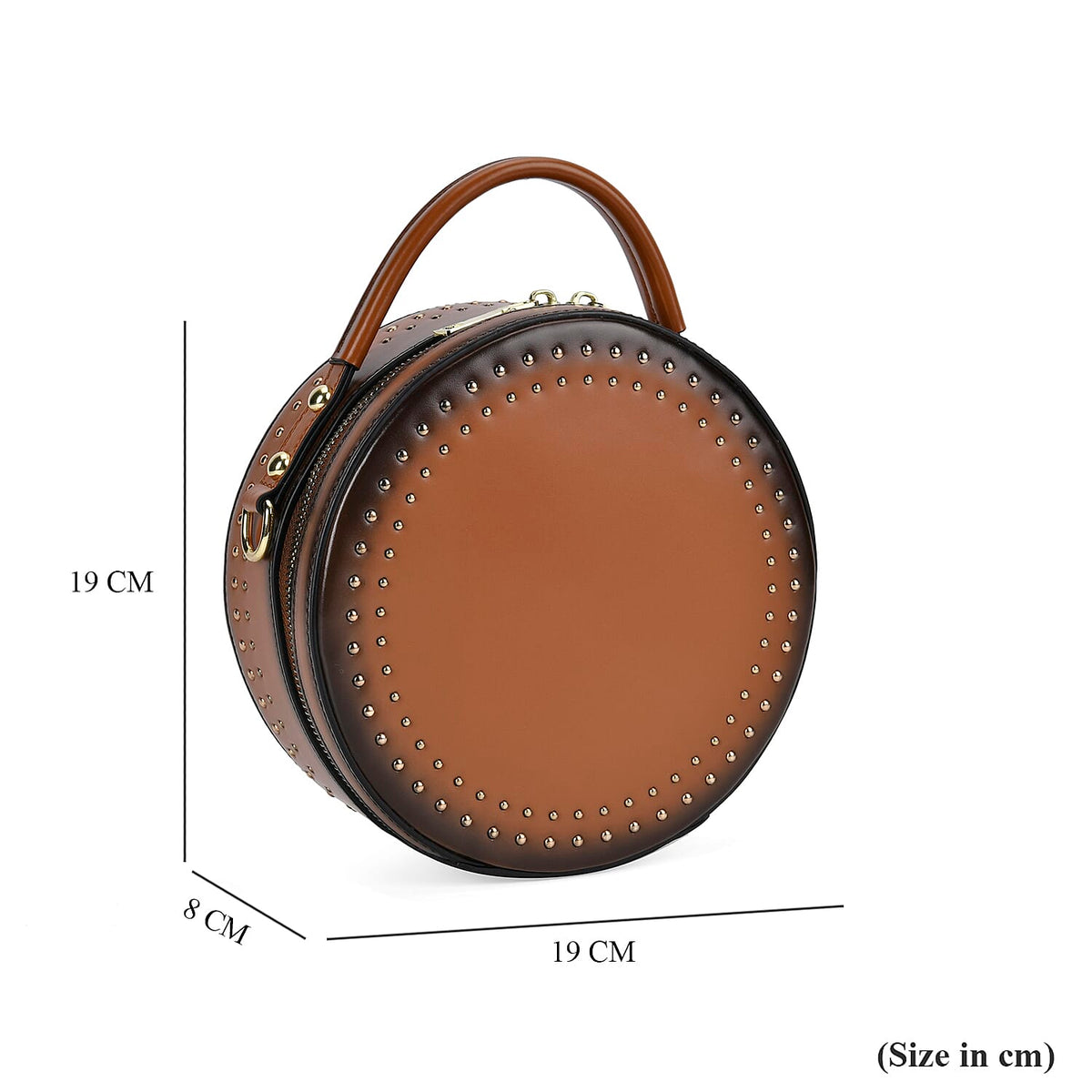 Genuine Leather Round Crossbody Bag with Handle Drop 7730089 7