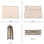Designer Inspired - 100% Genuine Leather Solid Crossbody Bag (Size 26x8x16 cm) - Beige
