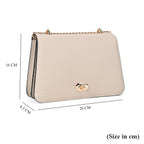 Designer Inspired - 100% Genuine Leather Solid Crossbody Bag (Size 26x8x16 cm) - Beige