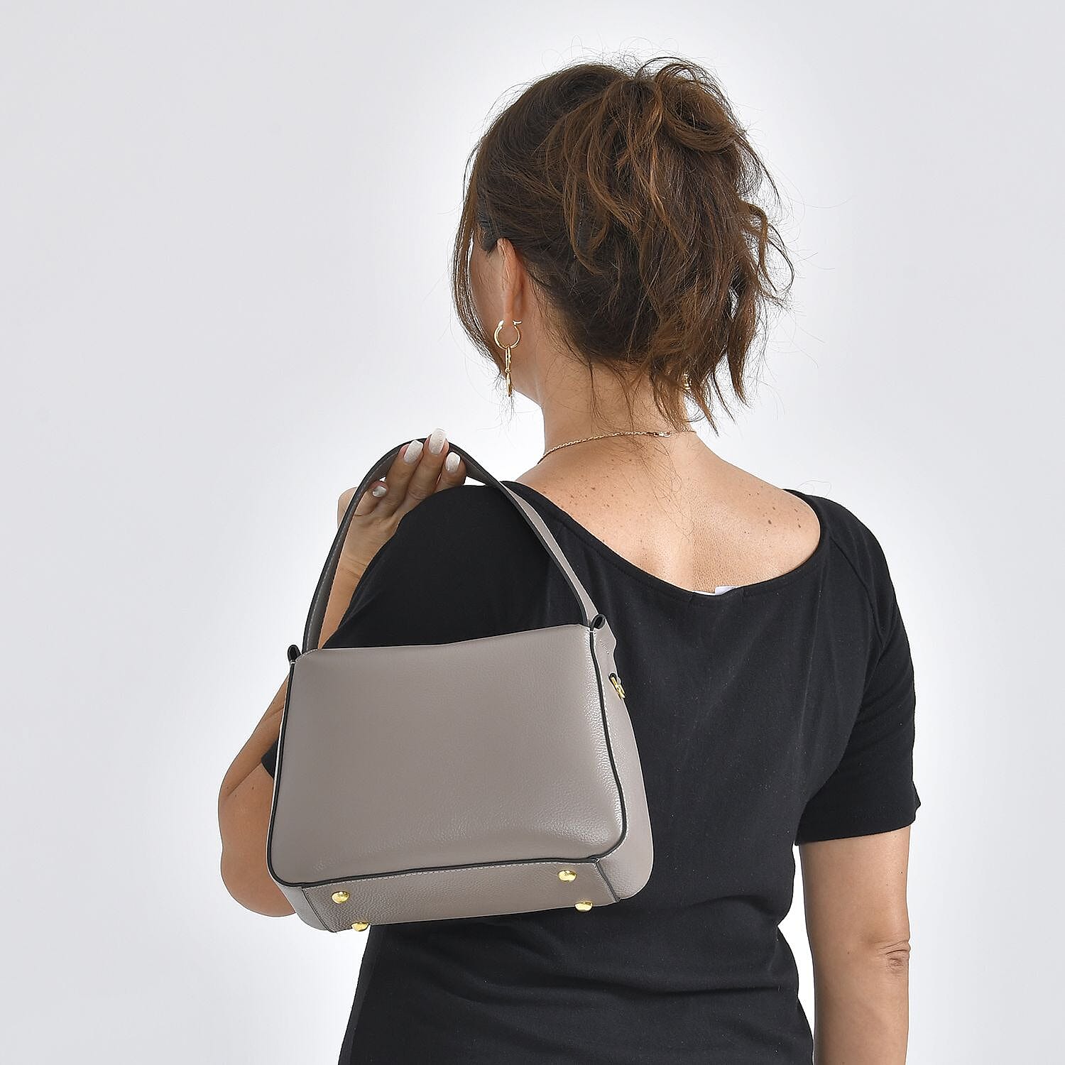 Genuine Leather Solid Crossbody Bag - Grey 7126426 3
