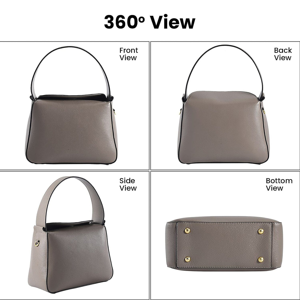 Genuine Leather Solid Crossbody Bag - Grey 7126426 5