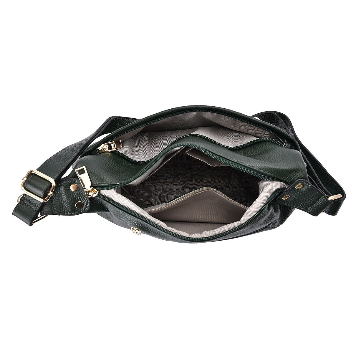 Genuine Leather Solid Crossbody Bag with Shoulder Strap - Dark Green 7148669 6