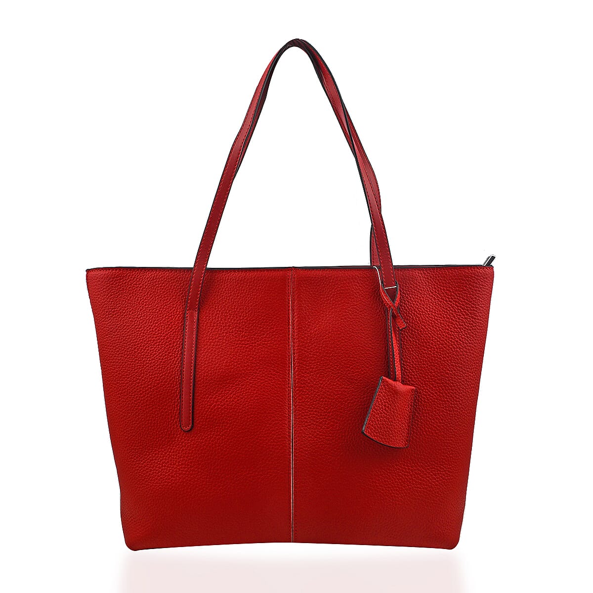 Rome Closeout Genuine Leather Solid Tote Bag - Red 7481556 0