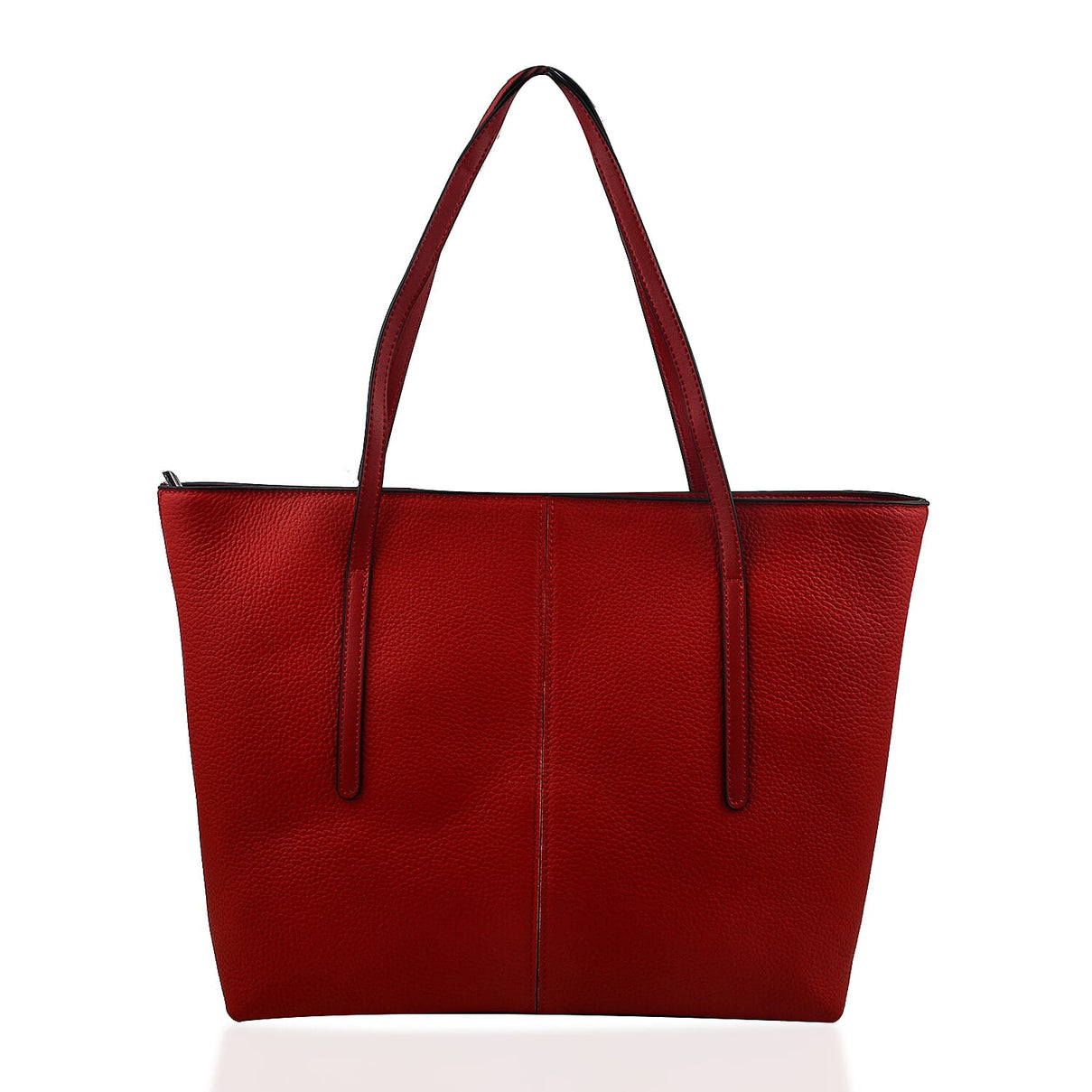 Rome Closeout Genuine Leather Solid Tote Bag - Red 7481556 2