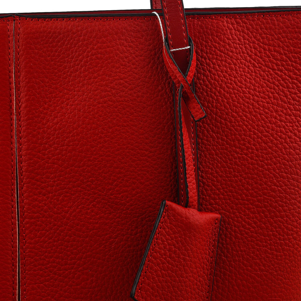 Rome Closeout Genuine Leather Solid Tote Bag - Red