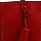 Rome Closeout Genuine Leather Solid Tote Bag - Red
