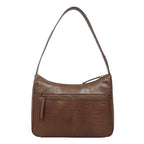 Assots London Genuine Leather Tote Bag with Zipper Closure - Tan