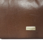 Assots London Genuine Leather Tote Bag with Zipper Closure - Tan