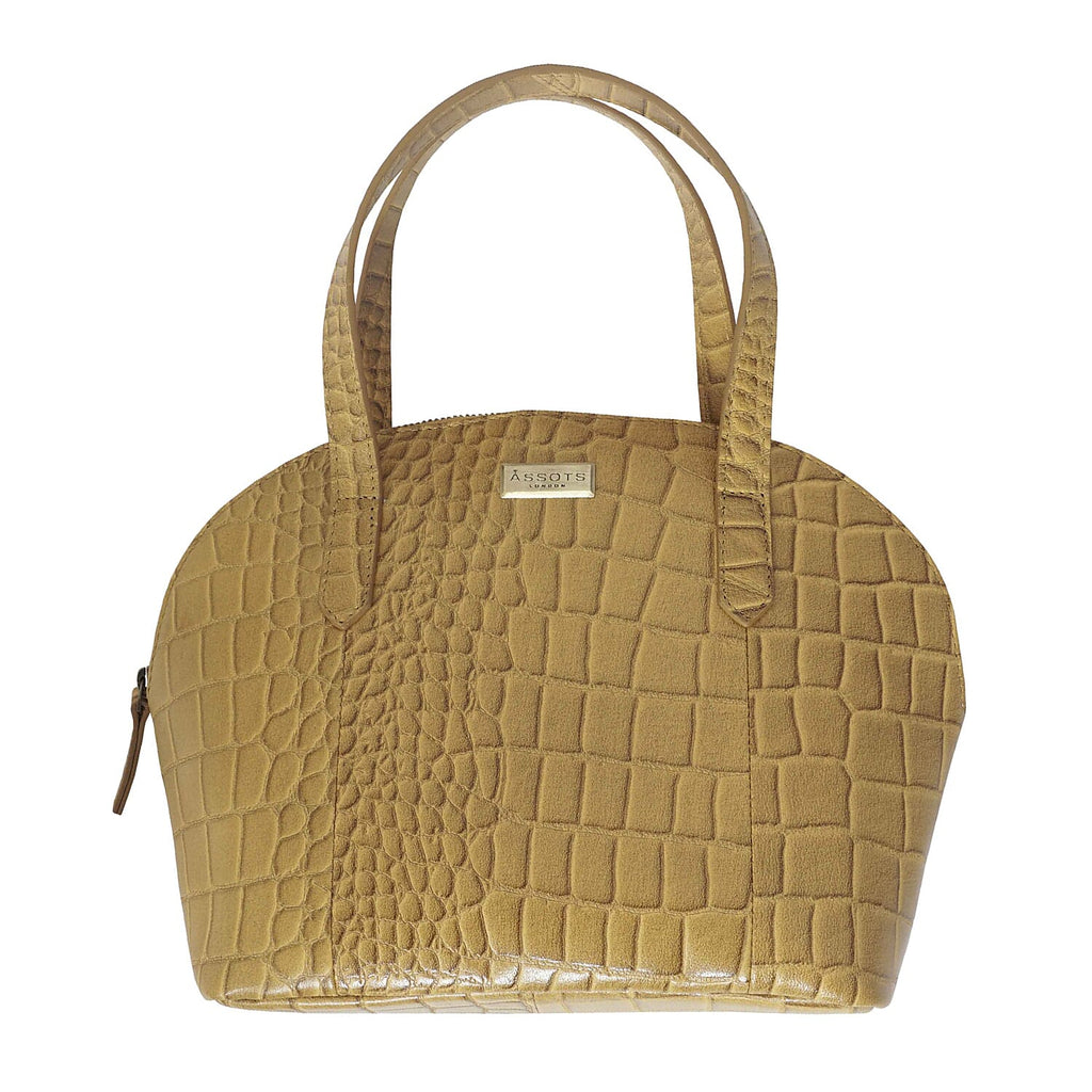 Assots London Cheryl Genuine Leather Tote Bag - Mustard