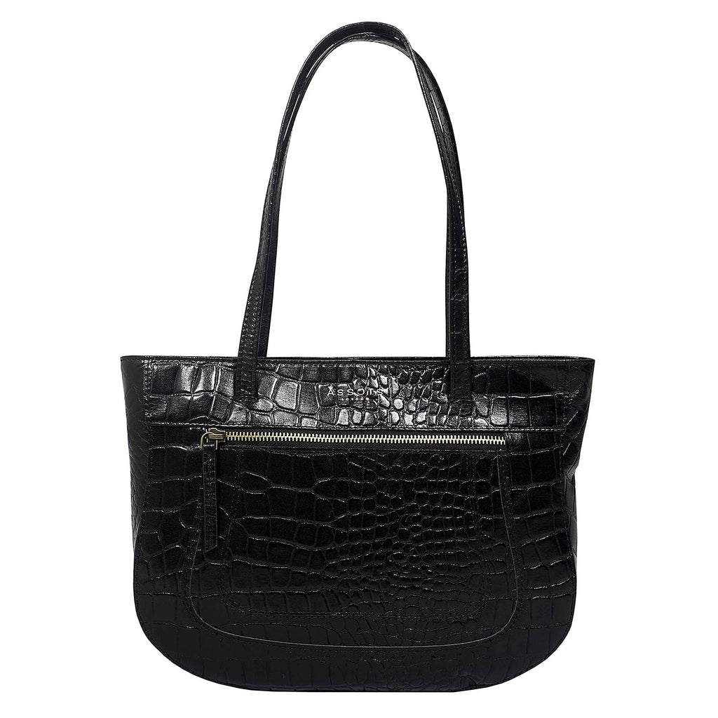 Assots London Julia Genuine Leather Tote Bag  - Black