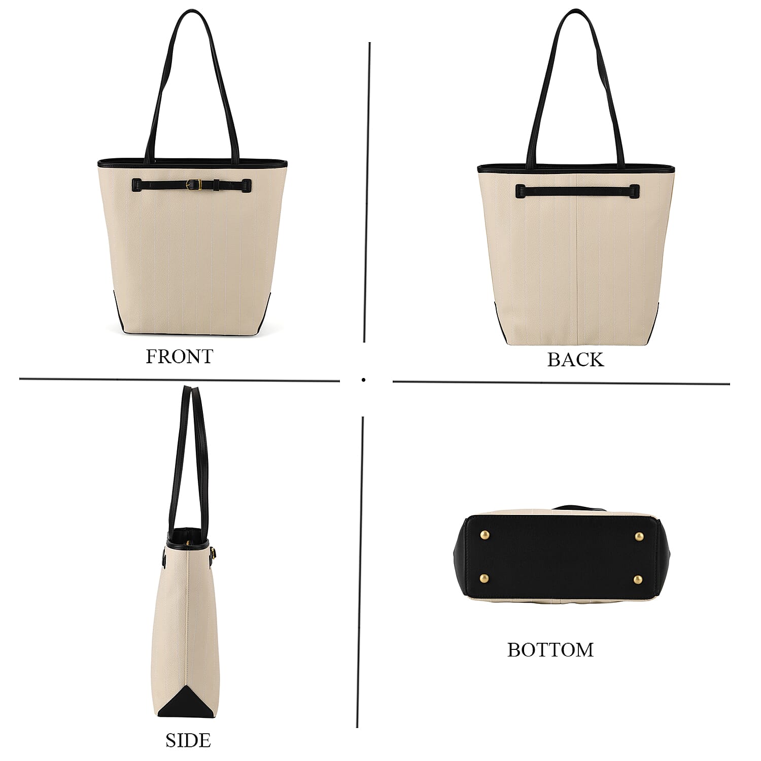 Genuine Leather Tote Bag with Handle Drop (27cm) - Ivory 8380642 2