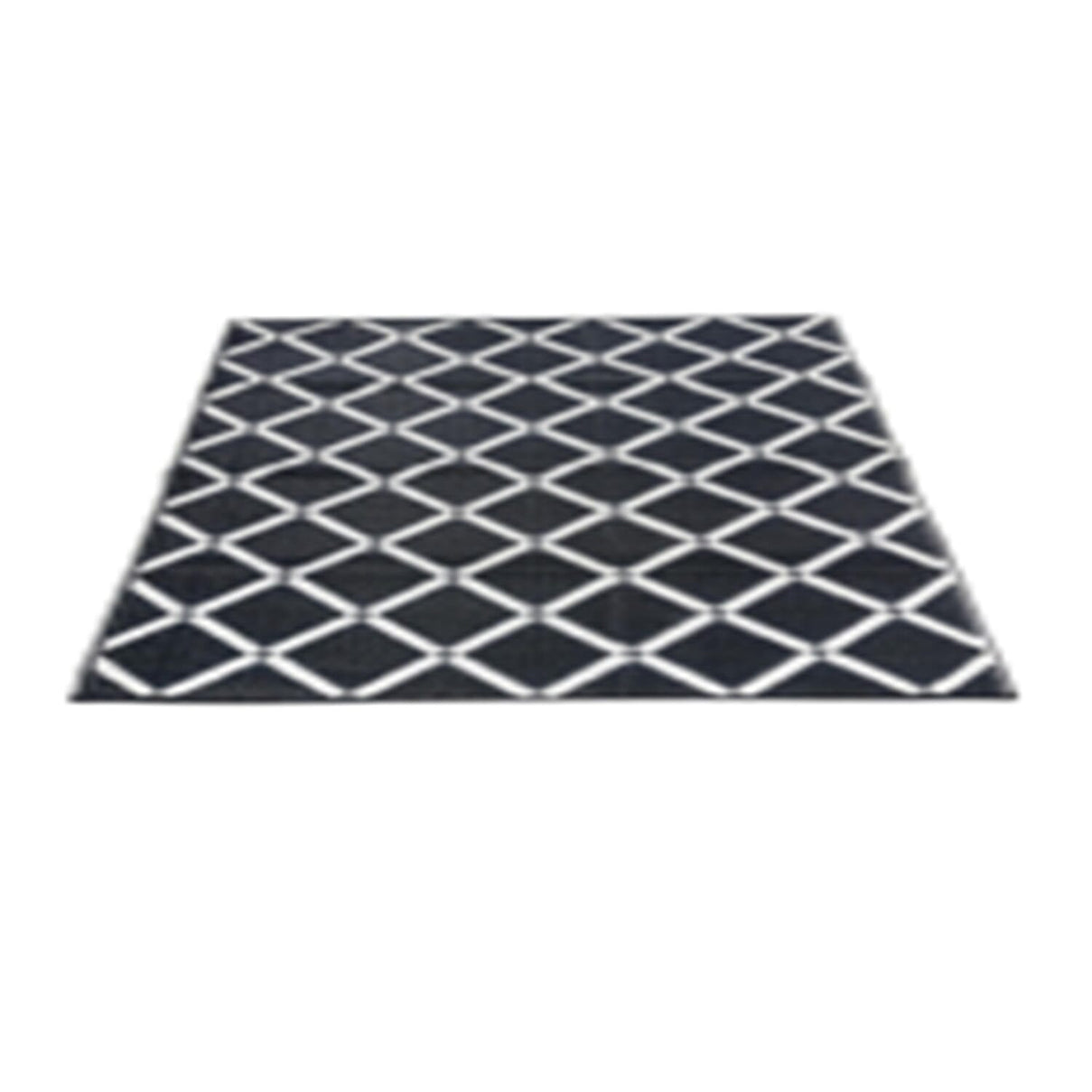 Geometric Diamond Pattern Indoor-Outdoor Rug (Size 180x120cm) - Matt Black &amp; White 8046869 0