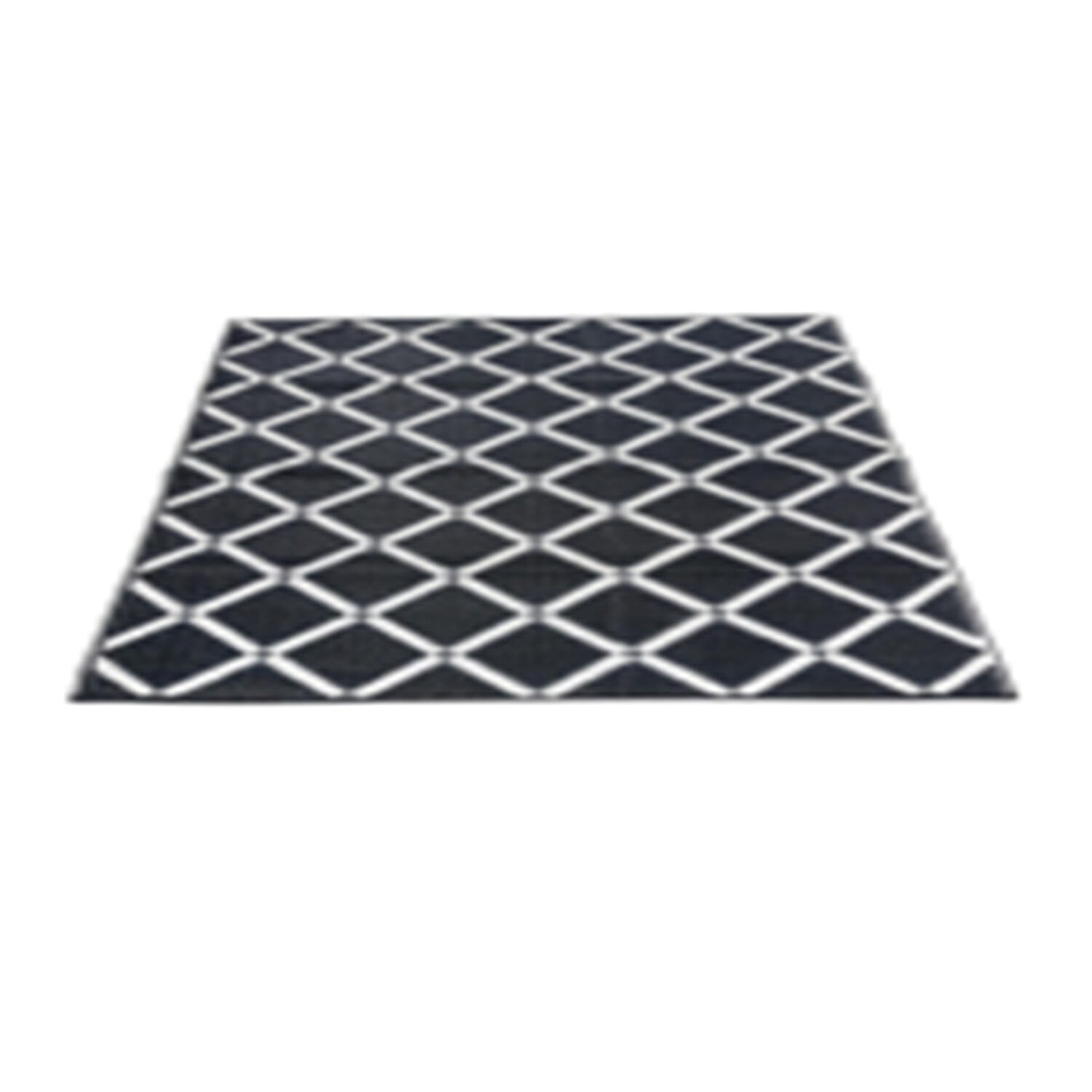 Geometric Diamond Pattern Indoor-Outdoor Rug (Size 180x120cm) - Matt Black &amp; White 8046869 0