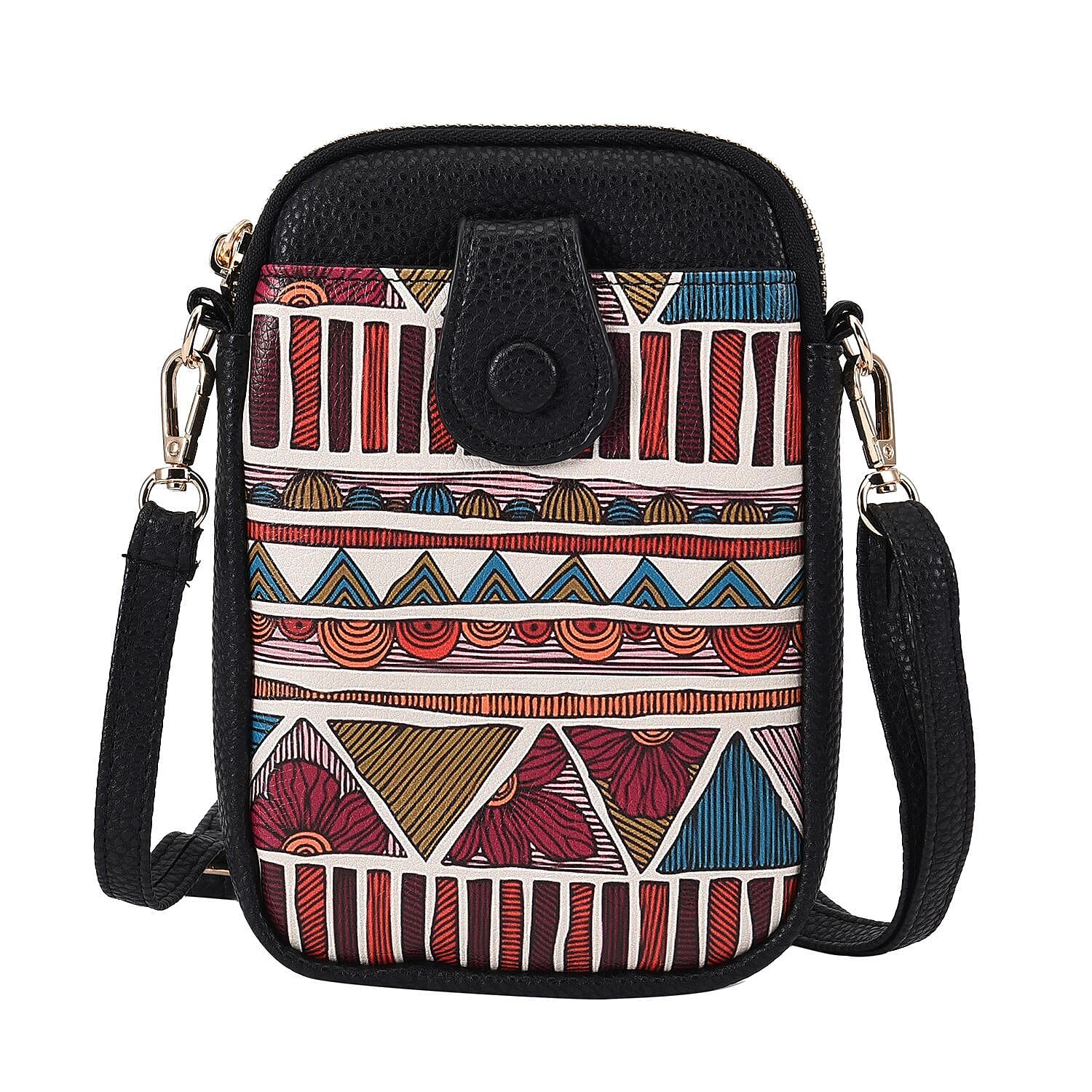 Geometric Pattern Crossbody Cell Phone Bag (Size 19x13x3 Cm) - Multi 7078903 0