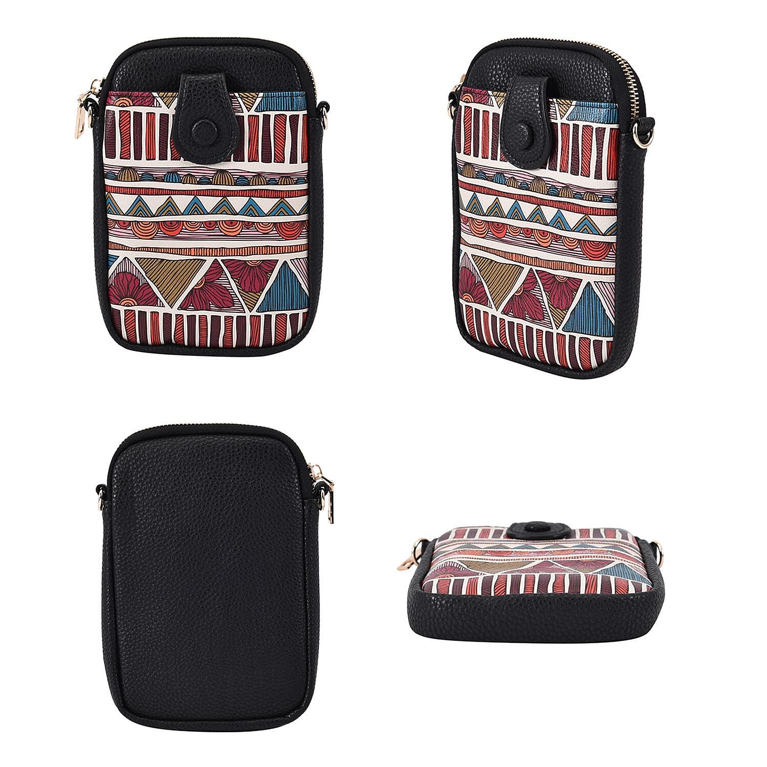 Geometric Pattern Crossbody Cell Phone Bag (Size 19x13x3 Cm) - Multi 7078903 4