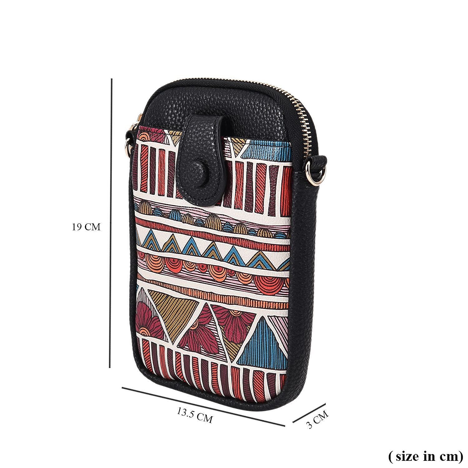 Geometric Pattern Crossbody Cell Phone Bag (Size 19x13x3 Cm) - Multi 7078903 7