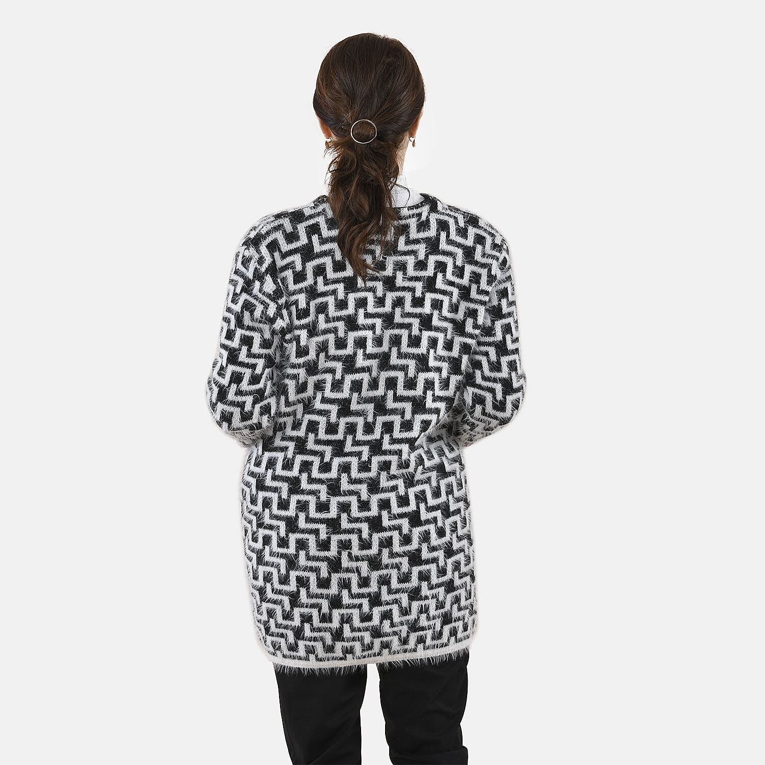 TAMSY Geometric Pattern Winter Coatigan with Pockets - Black and White Size 8 to 22 8860975 2