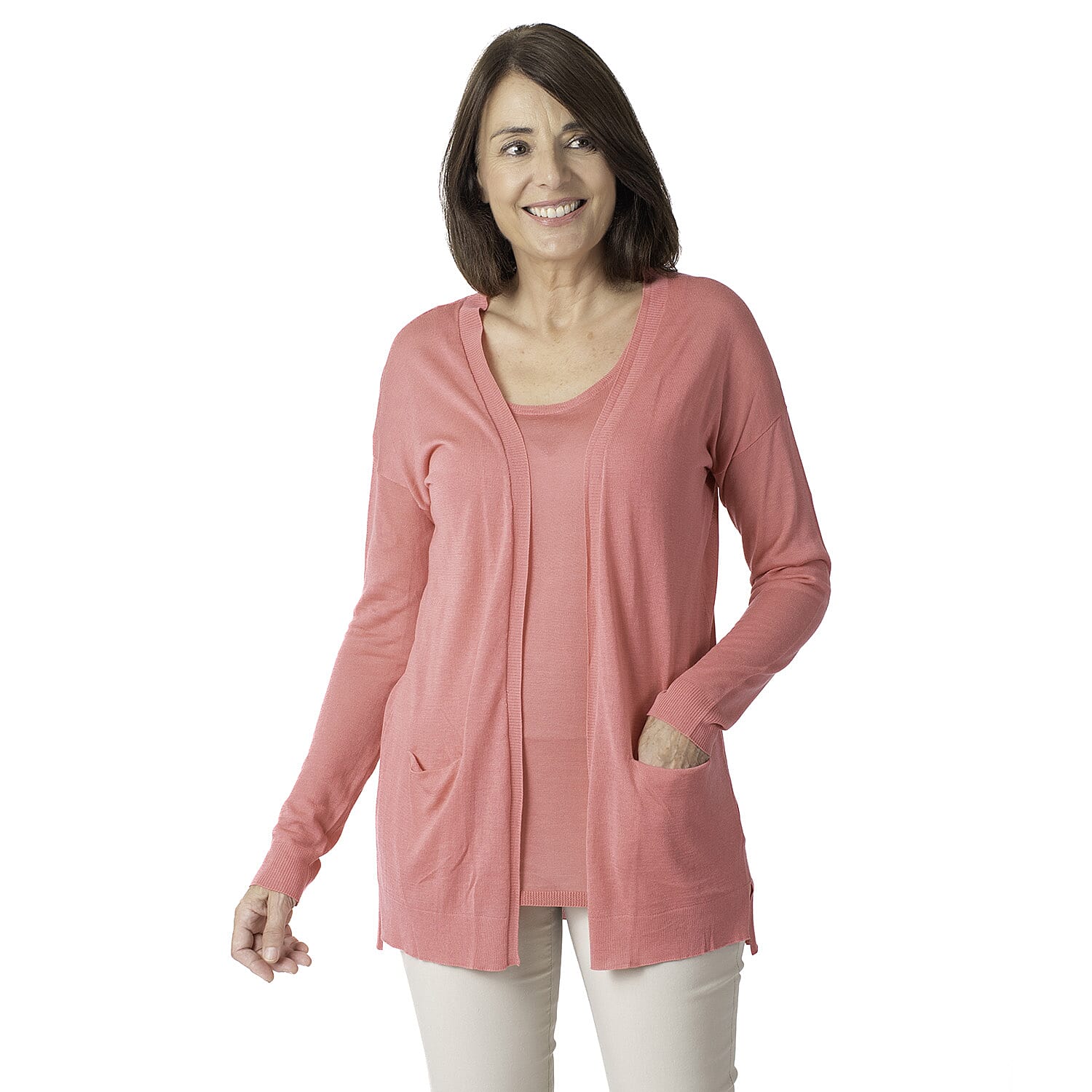 Geox Ladies Fine Gauge Cardigan (Size L) - Dark Begonnia 7852300 1