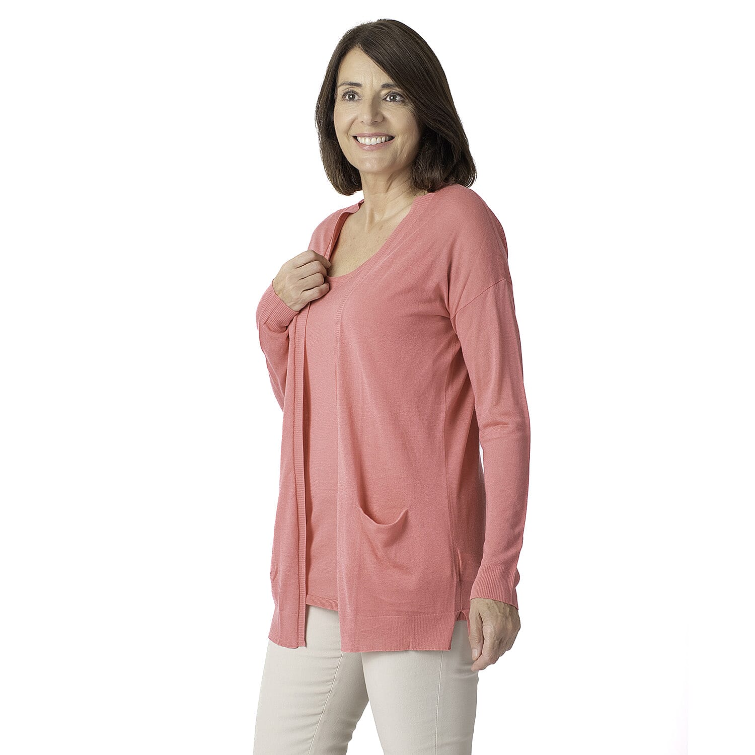 Geox Ladies Fine Gauge Cardigan (Size L) - Dark Begonnia 7852300 2