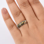 GP Italian Garden Collection - Green Diamond, Kanchanaburi Blue Sapphire & White Diamond  Solitaire Diamond Ring in 18K Vermeil Yellow Gold Plated & Rhodium Overlay Sterling Silver