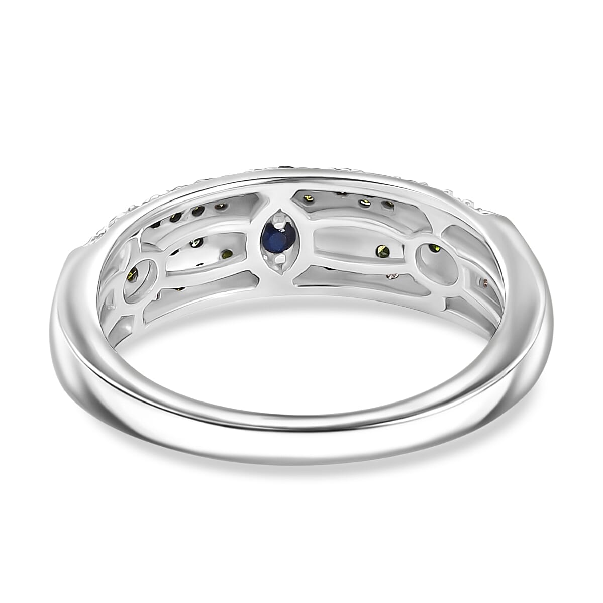 GP Italian Garden Collection - Green Diamond, White Diamond Ring in 18K Vermeil Yellow Gold Plated &amp; Rhodium Overlay Sterling Silver 8036535 5