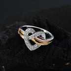 GP - Amore Collection Lab Grown Diamond & Blue Sapphire Heart Ring in 18K Vermeil Yellow Gold Plated & Rhodium Overlay Sterling Silver 0.34 Ct.