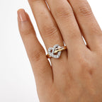 GP - Amore Collection Lab Grown Diamond & Blue Sapphire Heart Ring in 18K Vermeil Yellow Gold Plated & Rhodium Overlay Sterling Silver 0.34 Ct.