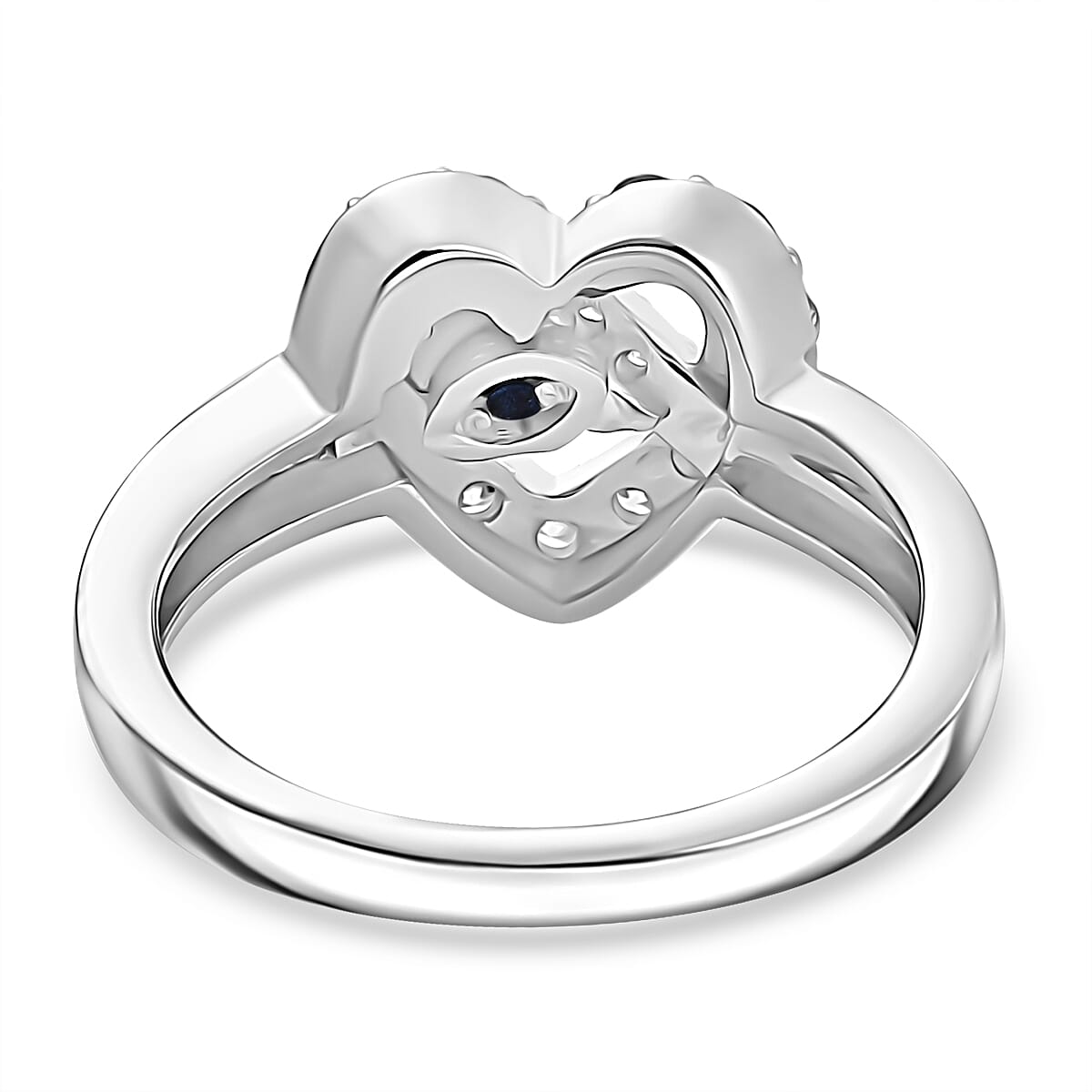 GP - Amore Collection Lab Grown Diamond and Blue Sapphire Heart Ring in 18K Vermeil Yellow Gold Plated and Rhodium Overlay Sterling Silver 8028893 5